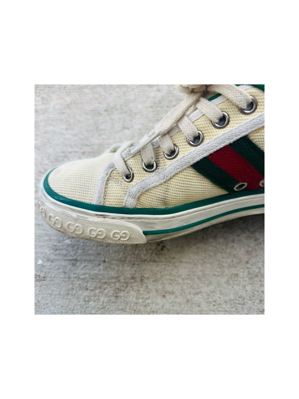 Gucci Tennis 1977 Sneakers in Cream Cotton Women Size 37+ US 7-7.5 - Picture 8 of 11